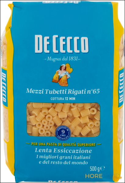 DE CECCO PASTA DI SEMOLA MEZZI TUBETTI RIGATI 500 GR
