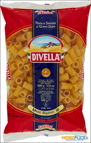 DIVELLA PASTA DI SEMOLA MEZZI RIGATONI N.18 500 GR
