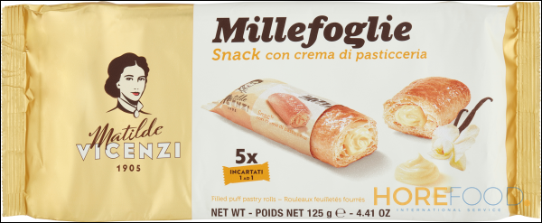 VICENZI MILLEFOGLIE MINISNACK CREMA PASTICCERA X5 125 GR