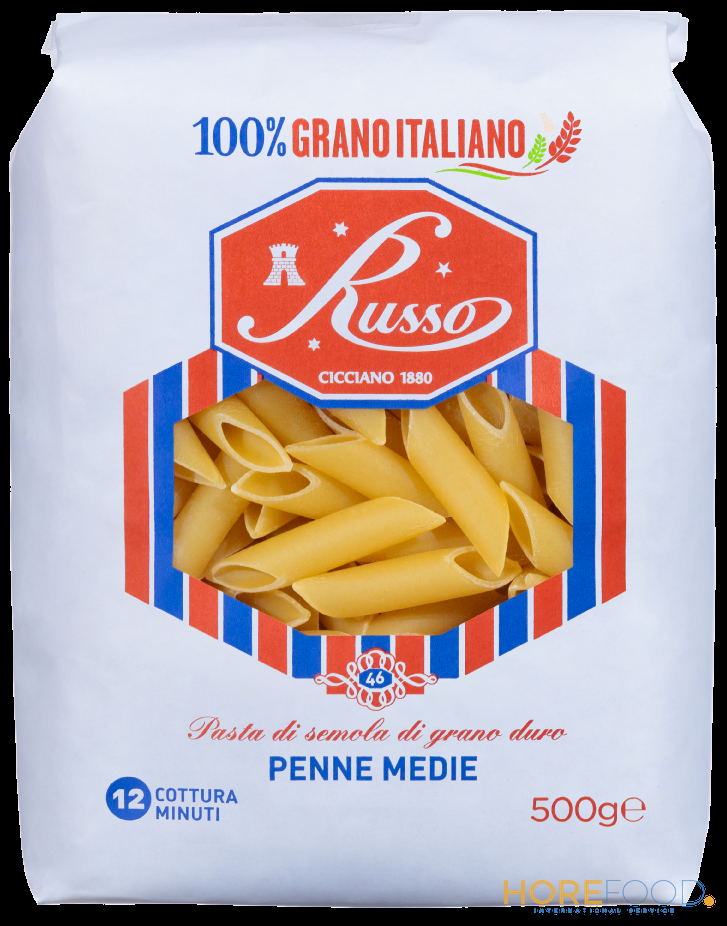 RUSSO PASTA DI SEMOLA PENNE MEDIE LISCE 500 GR