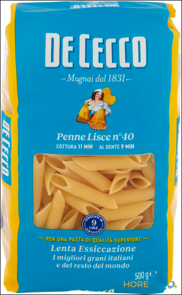 DE CECCO PASTA DI SEMOLA PENNE LISCE N°40 500 GR