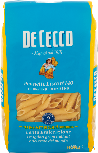 DE CECCO PASTA DI SEMOLA PENNE MEZZANE LISCE 500 GR