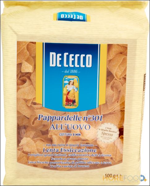 DE CECCO PAPPARDELLE N°301 ALL'UOVO 500 GR