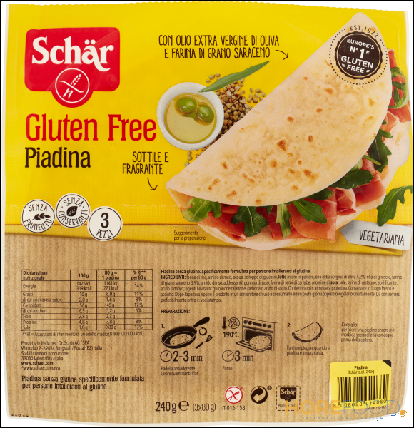 SCHAR PIADINA SENZA GLUTINE 240 GR