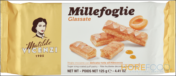 VICENZI MILLEFOGLIE GLASSATE ALL'ALBICOCCA 125 GR
