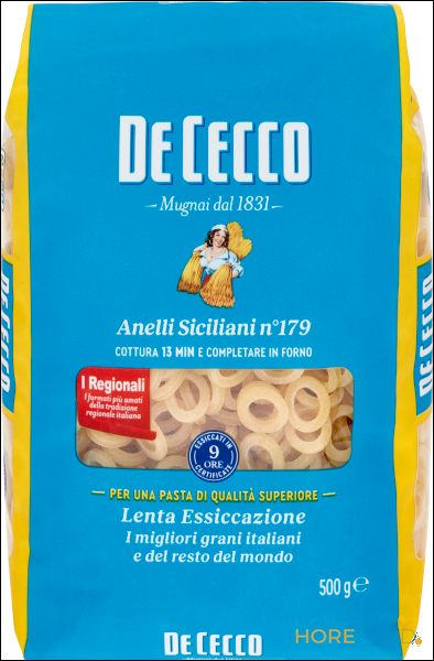 DE CECCO PASTA DI SEMOLA ANELLI SICILIANI N°179 500 GR