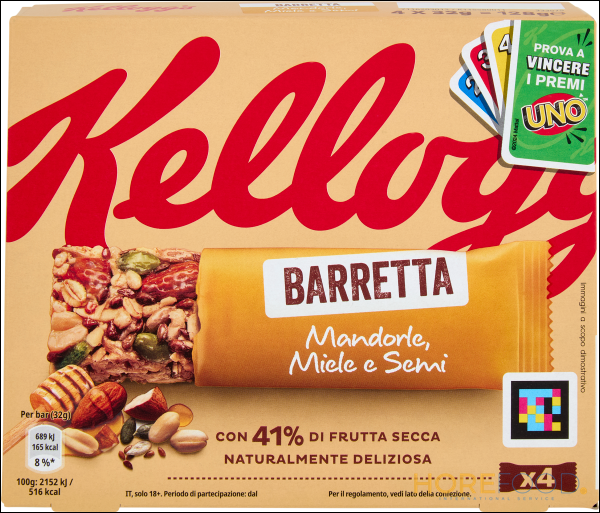 KELLOGG BARRETTE MANDORLE E MIELE 128 GR