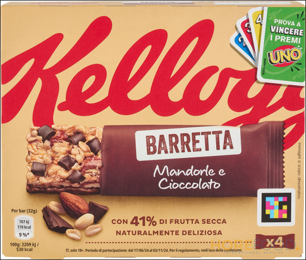 KELLOGG BARRETTA MANDORLE E CIOCCOLAT 128 GR