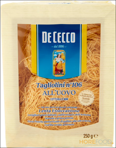 DE CECCO TAGLIOLINI N°106 ALL'UOVO 250 GR