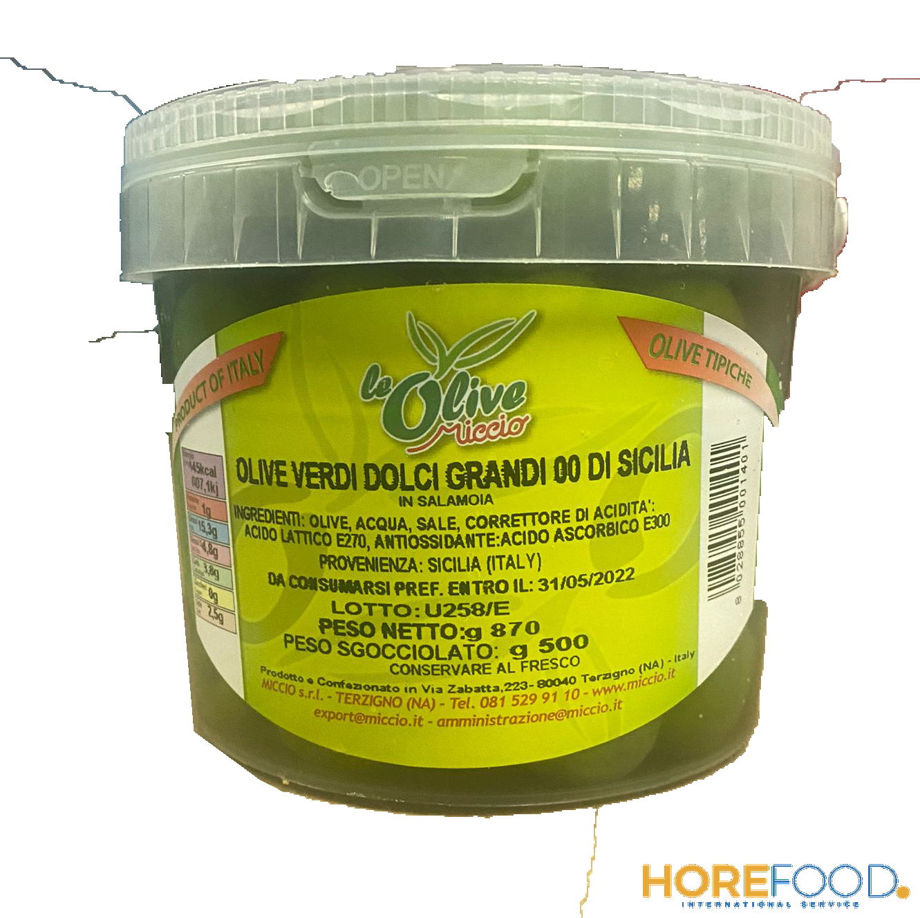 MICCIO OLIVE VERDI DOLCI "00" 500 GR