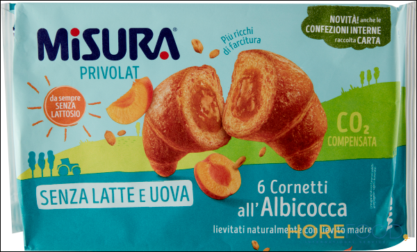 MISURA CORNETTI SENZA ZUCCHERO ALBICOCCA X6 290 GR