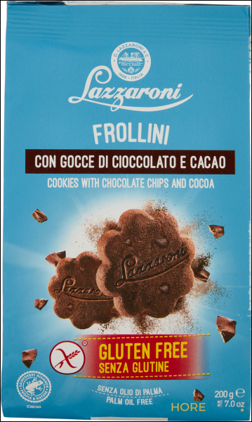 LAZZARONI FROLLINI SENZA GLUTINE GOCCE DI CIOCCOLATO 200 GR