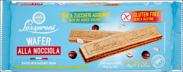LAZZARONI WAFER SENZA GLUTINE NOCCIOLA 175 GR