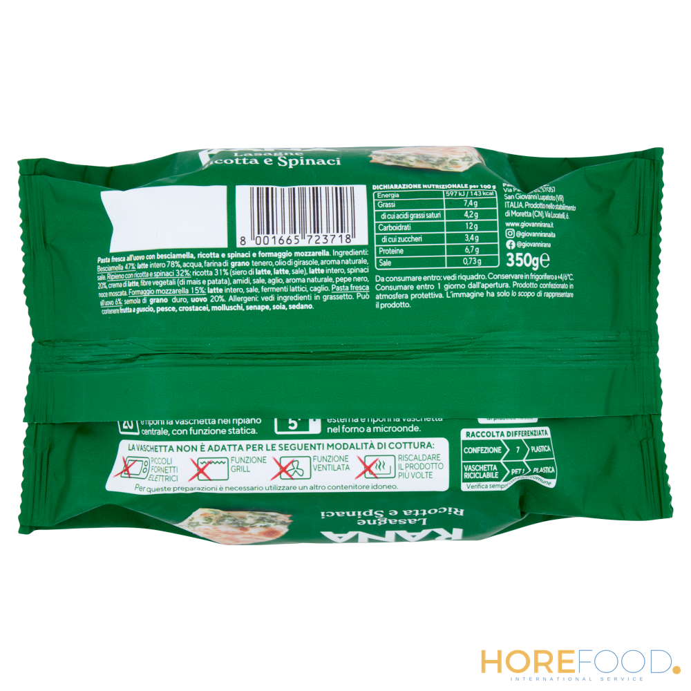 RANA LASAGNA RICOTTA E SPINACI 350 GR