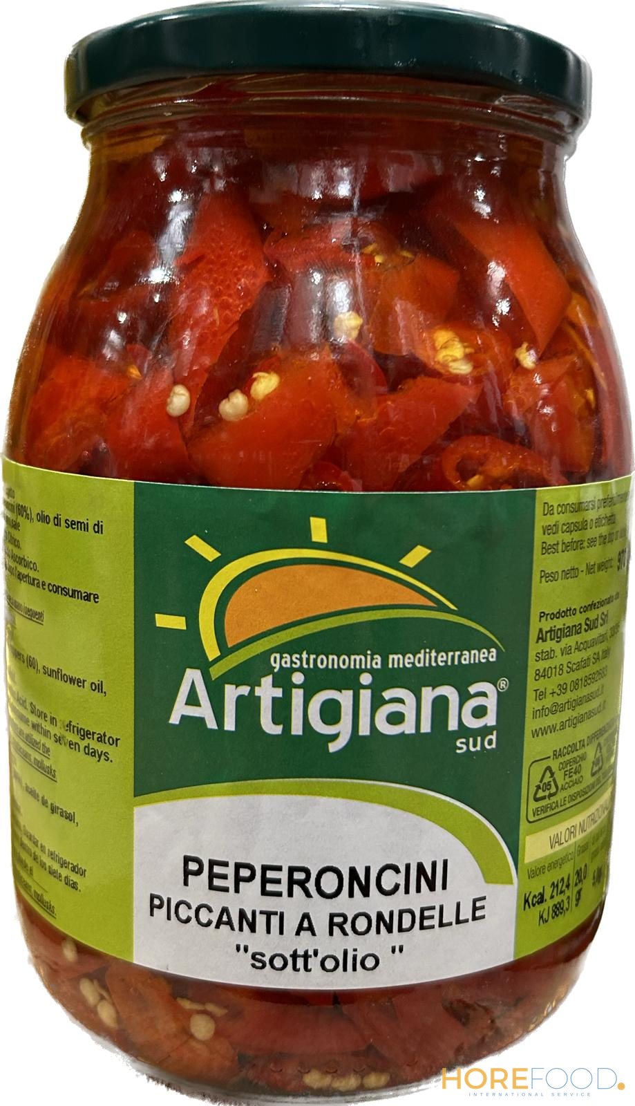 ARTIGIANA SUD PEPERONCINI PICCANTI RONDELLE IN VETRO 1.000 GR