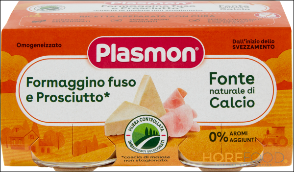 PLASMON OMOGENEIZZATO FORMAGGINO FUSO E PROSCIUTTO 80GR X2