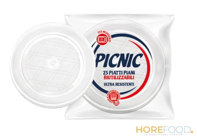 PIC NIC PIATTO PIANO PP RIUTILLIZABILE 25 PZ