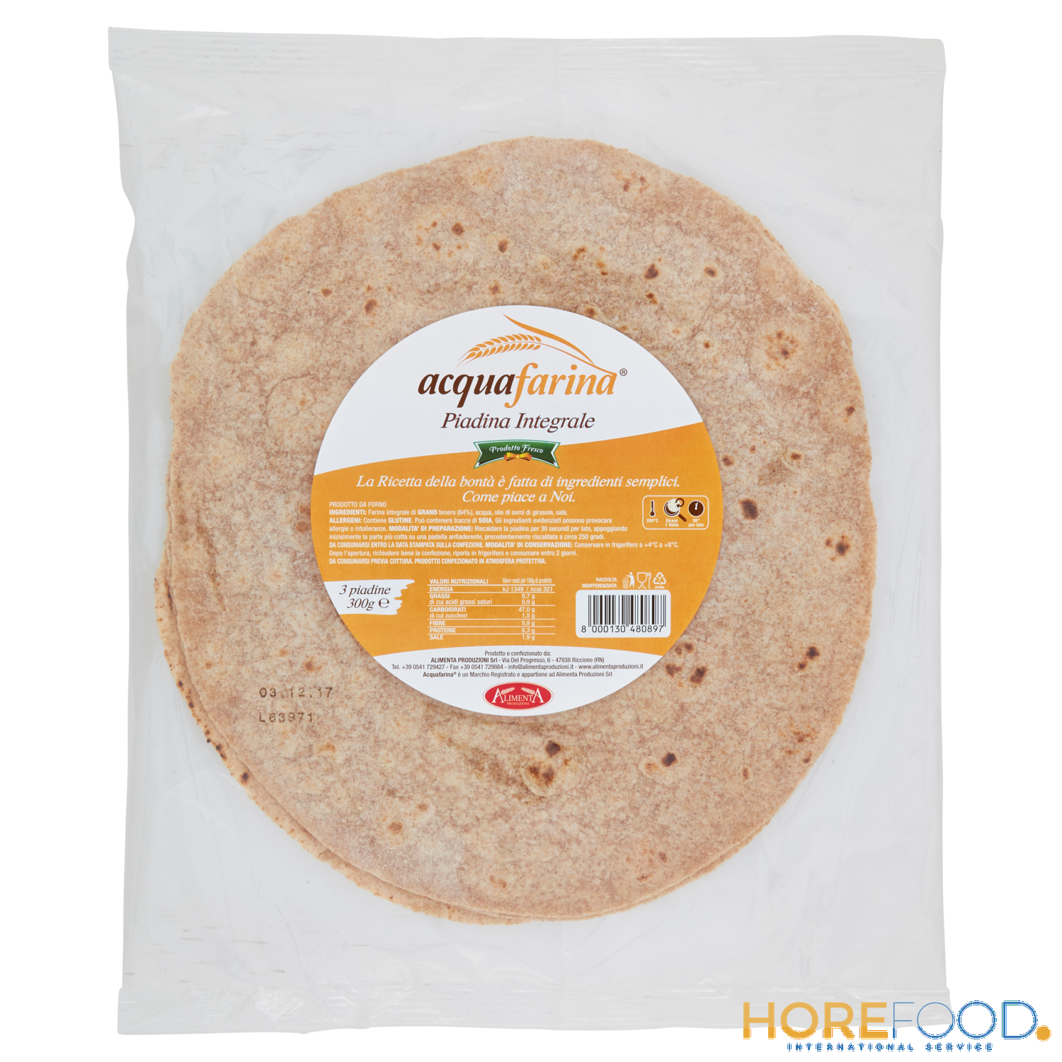 ALIMENTA PRODUZIONI PIADINA INTEGRALE X3 300 GR