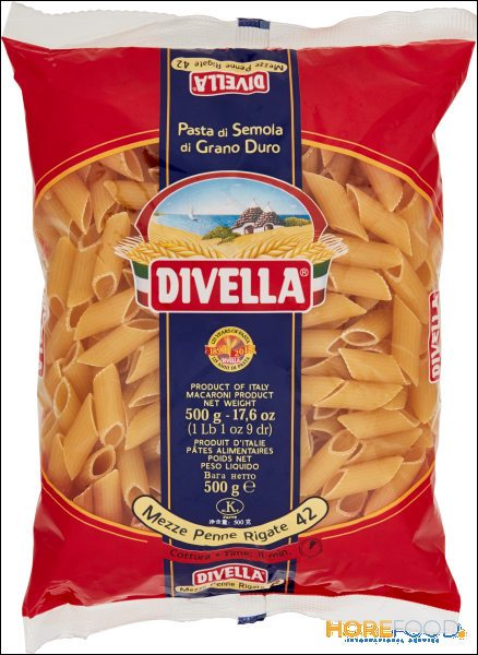 DIVELLA PASTA DI SEMOLA MEZZE PENNE RIGATE 500 GR