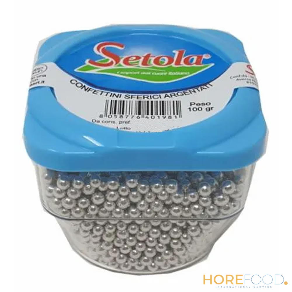 SETOLA CONFETTINI SFERICI ARGENTO 100 GR