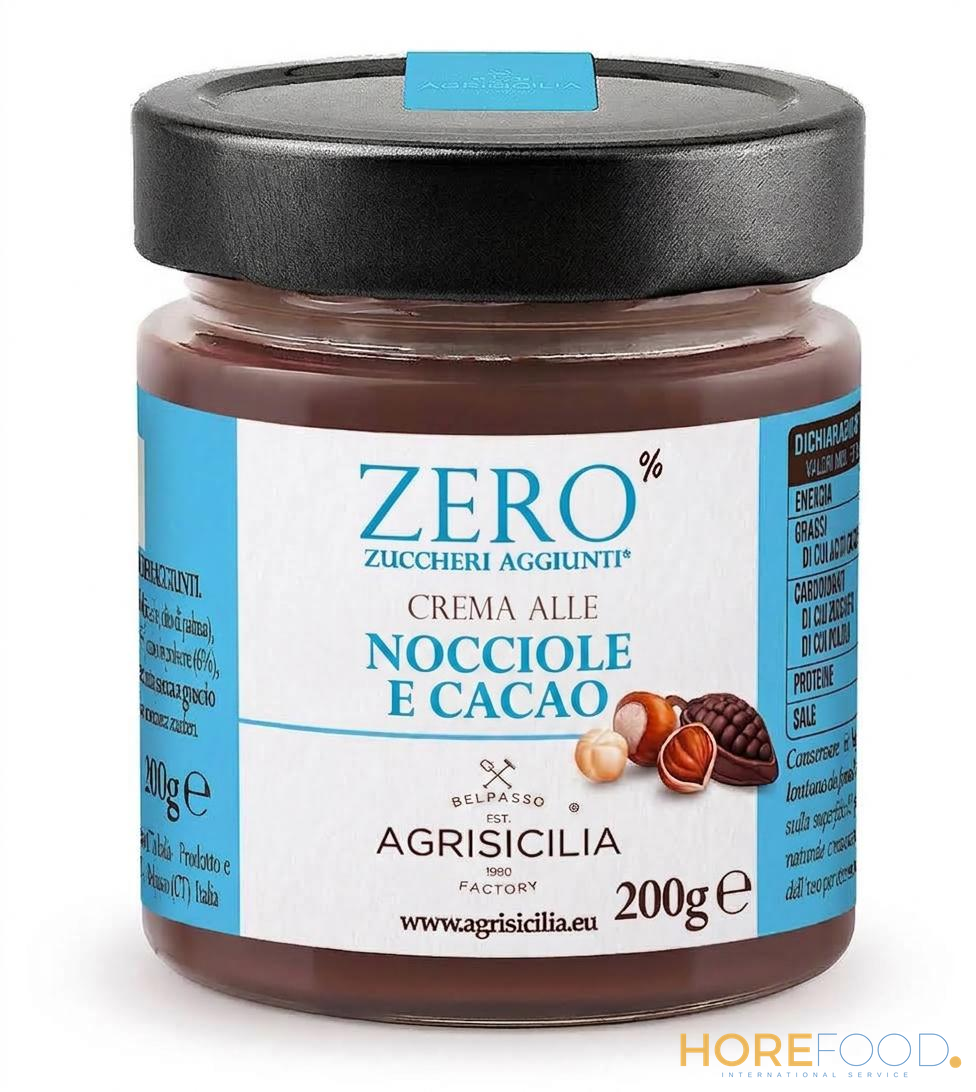 Crema alle Nocciole e Cacao Zero Zuccheri, 200 g - AGRISICILIA