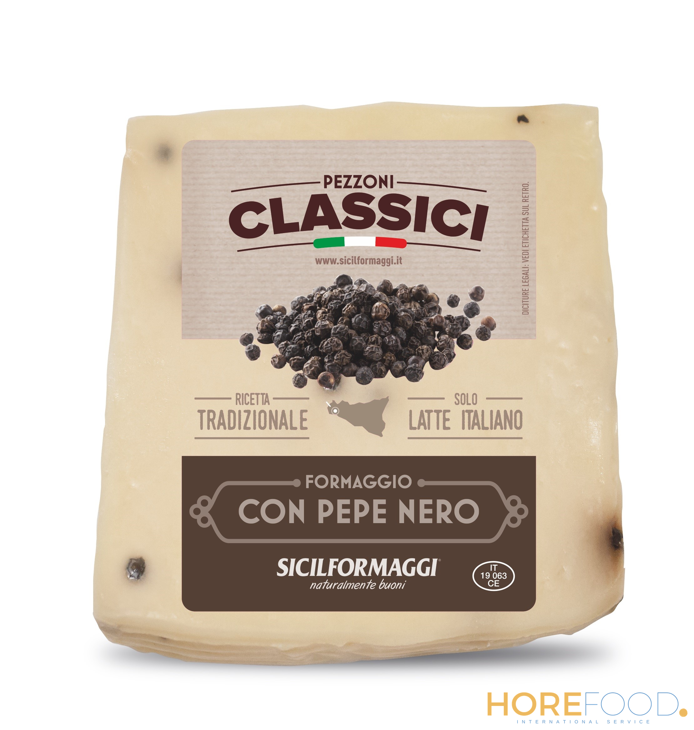 Primo Sale con Pepe porzionato(gr200x15) Stagionatura 15 Gg al kg - SICILFORMAGGI