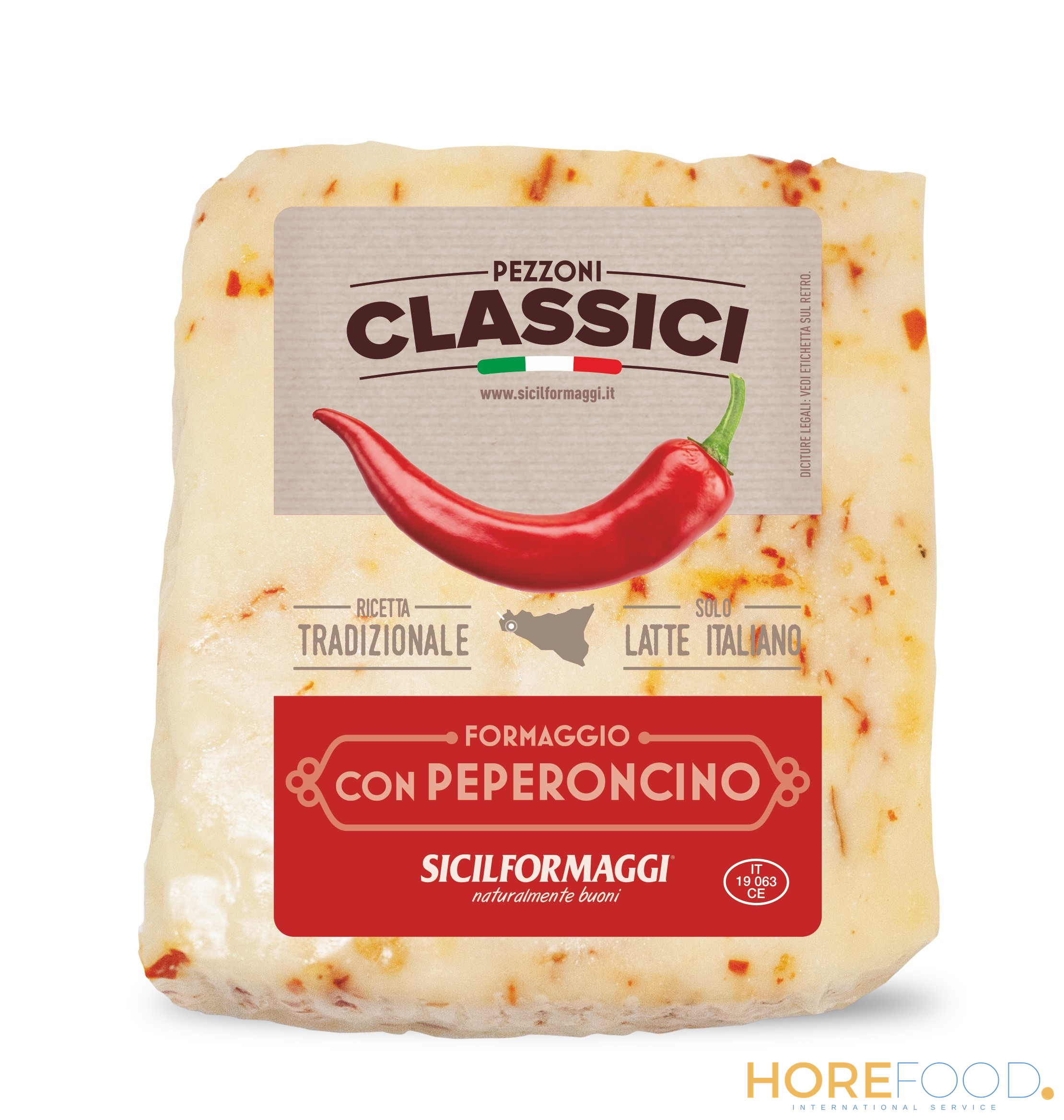 Primo Sale con Peperoncino porzionato(gr200x15) Stagionatura 15 Gg - SICILFORMAGGI