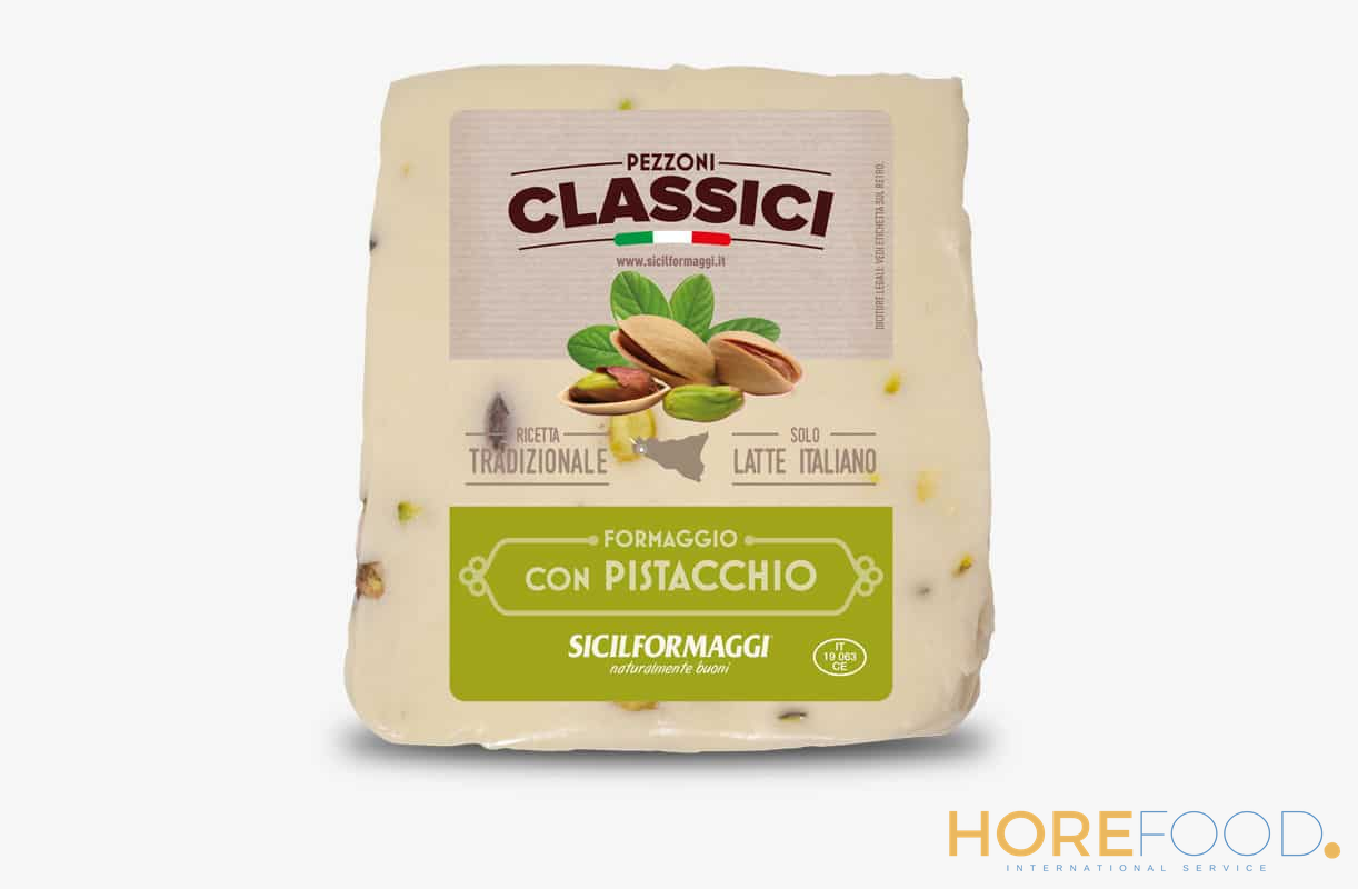 Primo Sale con Pistacchi porzionato(gr200x15) Stagionatura 15 Gg a - SICILFORMAGGI