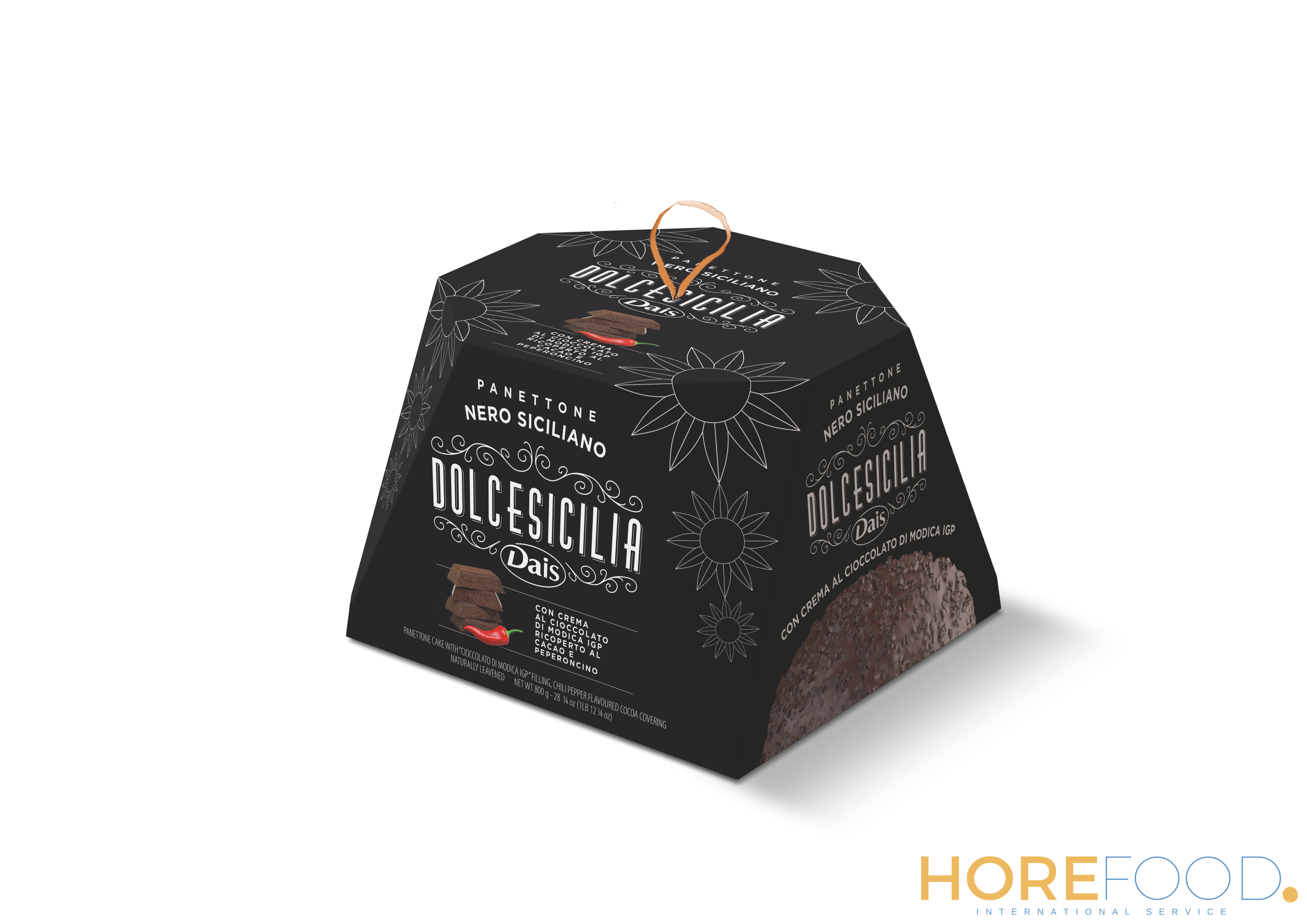 Panettone Nero Siciliano al Cioccolato Modica, 800 g - DAIS